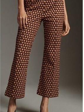 The Margot Kick-Flare Cropped Brown & Pink Geometric Pant by Maeve
